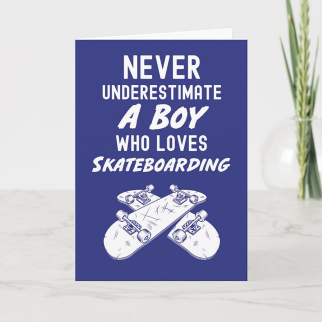 Blaue Skateboarding-Karten für Jungen für Kinder S Karte (Vorderseite)