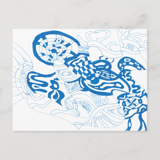Blaue Skizze, abstrakt Postkarte (Vorderseite)