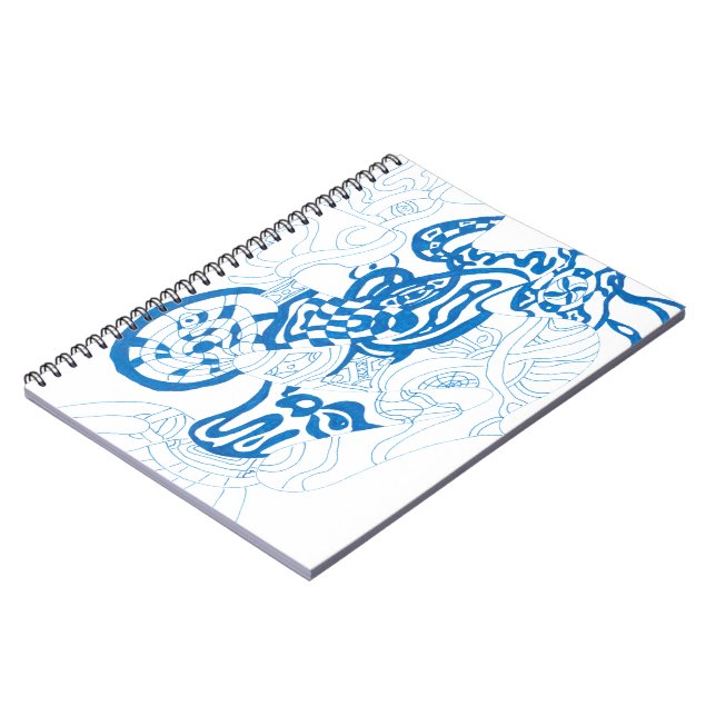 "Blaue Skizze" Abstrakte Kunst Notizblock (Linke Seite)