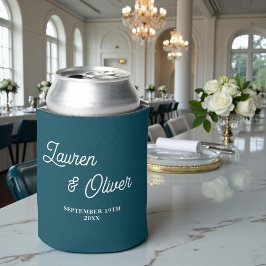 Blaue Skript Minimalistische Hochzeit Dosenkühler