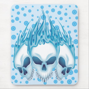 Blaue Skulls flammen Mousepad