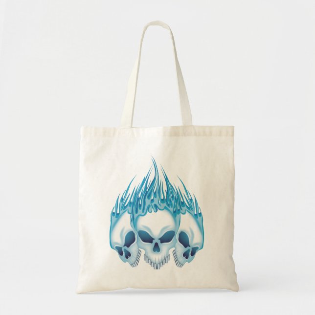 Blaue Skulls flammen Tragetasche (Vorne)