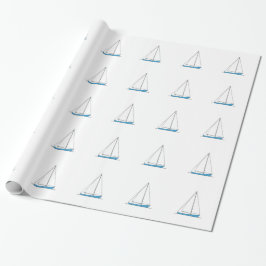 Blaue Sloop Segelboote Geschenkpapier