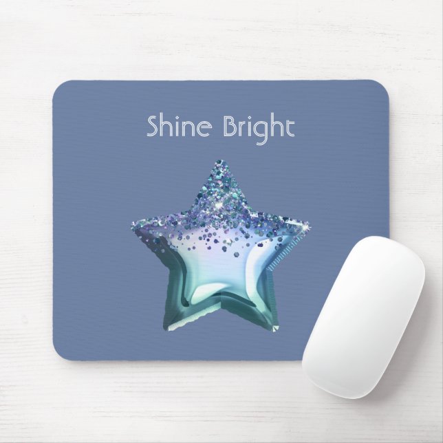 Blaue Smaragdgrüne Violette Glitzer Stern Mousepad (Mit Mouse)