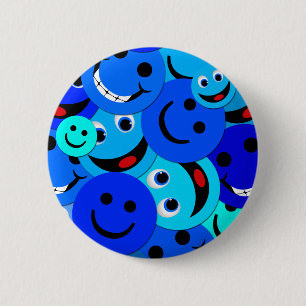 BLAUE SMILEY-COLLAGE BUTTON
