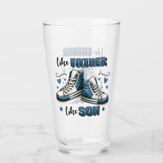 Blaue Sneakers wie Vater, wie Sohn Glas (Vorderseite)