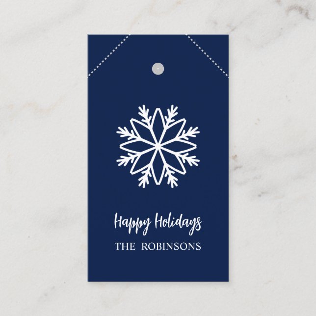 BLAUE SNOWFLAKE DIY CHRISTMAS GIFT TAG (Vorderseite)