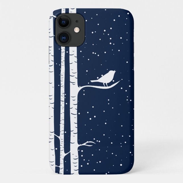 Blaue Snowy Birch Trees Case-Mate iPhone Hülle (Rückseite)