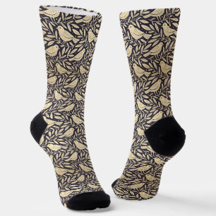 Blaue Socken im Vintage-Stil mit botanischem Muste