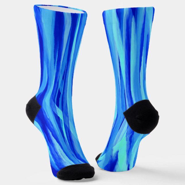 Blaue Socken mit Abstrakt gestrichener Wasserfarbe (Gewinkelt)