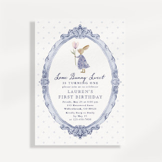 Blaue Some Bunny-Einladung zum ersten Geburtstag Einladung