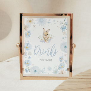 Blaue Somebunny-Hasen-Baby-Shower-Getränke Poster