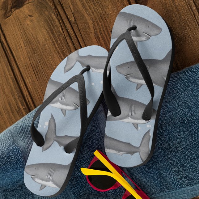 Blaue Sommerhaie Cooles Muster  Flip Flops (Sharks pattern beach themed flip flops. )