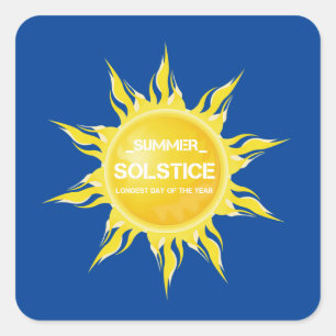 Blaue Sommersonne am längsten Tag des Jahres Quadratischer Aufkleber