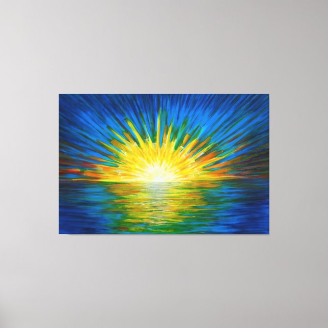 Blaue Sonnenaufgangsreflektionen Leinwanddruck (Vorderseite)