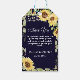 Blaue Sonnenblume Eukalyptus String Lights Hochzei Geschenkanhänger