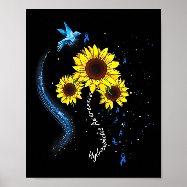 Blaue Sonnenblume Hydrocephalus Sensibilisierung Poster (Vorne)