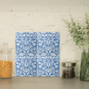 Blaue Sonnenblume mit Weintrauben Fliese