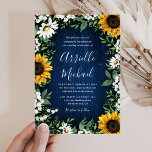 Blaue Sonnenblume Rustikale Hochzeitseinladungen Einladung<br><div class="desc">Navy Blauer Sonnenblume Rustikale Hochzeitseinladungen - mit marineblau blauen Holzfußboden dekoriert mit Aquarellblumen,  Sonnenblumen,  Grünpflanzen,  Babyatmen und Lilie des Tales.</div>