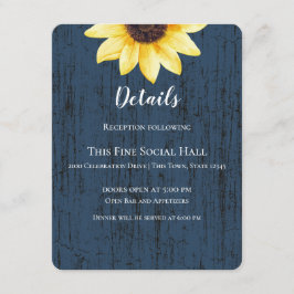 Blaue Sonnenblume und Lichter Rustikale Hochzeit Einladung