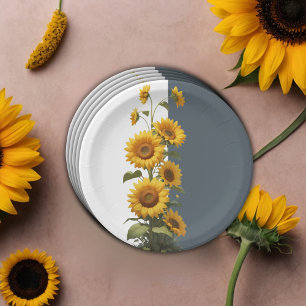 Blaue Sonnenblumen-Baby-Party Pappteller