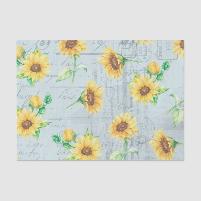 Blaue Sonnenblumen Blumenzwiebelpapier Seidenpapier (Vorderseite)