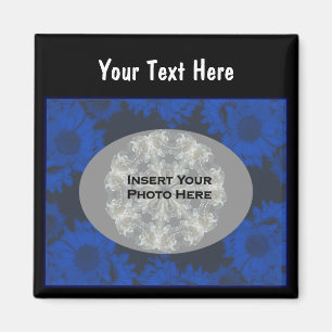 Blaue Sonnenblumen Design Blumenmuster Foto Magnet