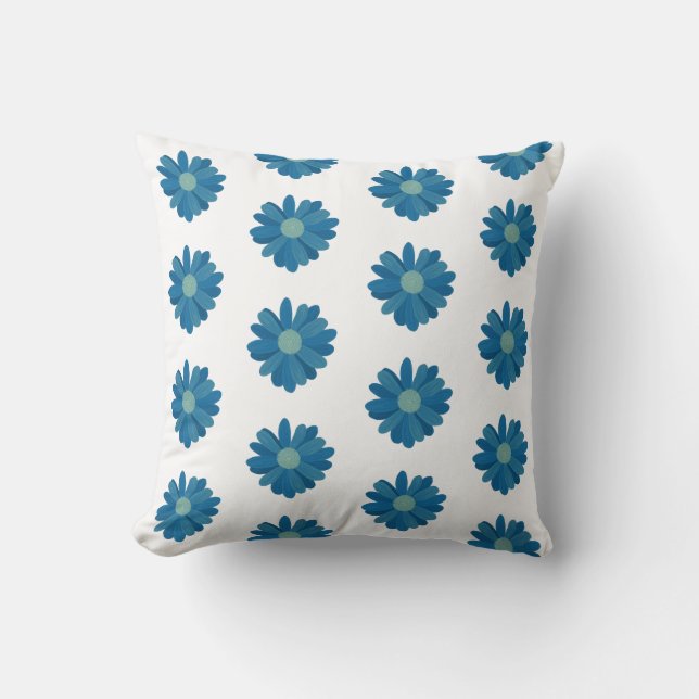 Blaue Sonnenblumen Muster Kissen (Vorderseite)