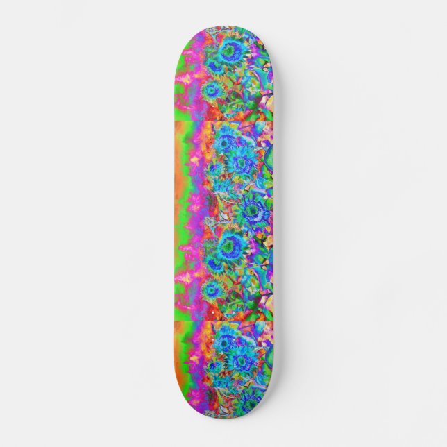 Blaue Sonnenblumen Skateboard (Vorderseite)