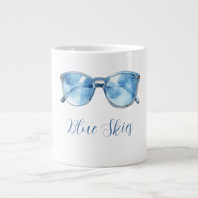 Blaue Sonnenbrillen Jumbo-Tasse (Vorderseite)