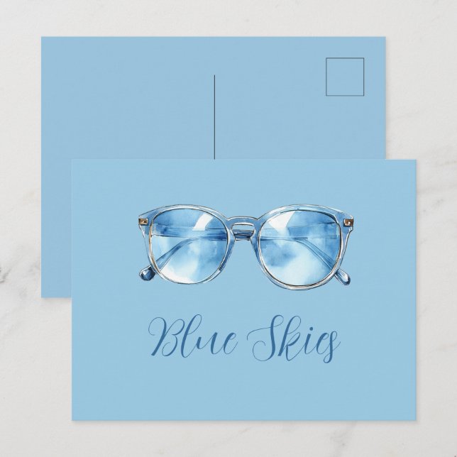 Blaue Sonnenbrillen Postkarte (Vorne/Hinten)
