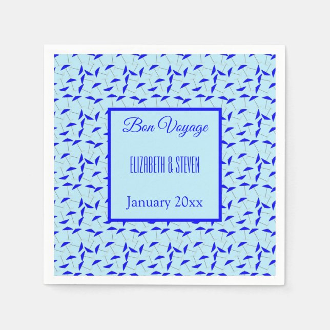 Blaue Sonnenschirme Muster Bon Voyage Serviette (Vorderseite)