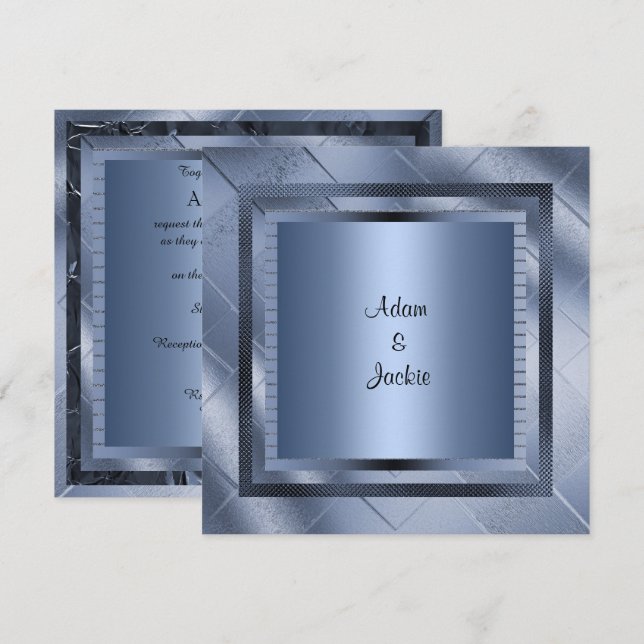 BLAUE SPARKLE LAYERED ELEGANT WEDING INVITATION EINLADUNG (Vorne/Hinten)