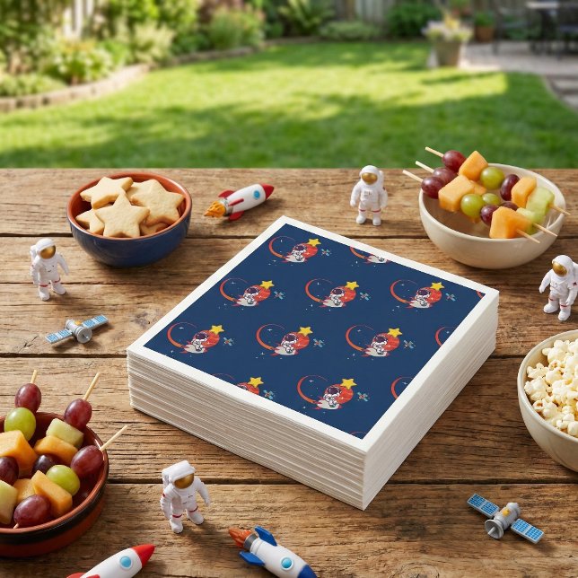 Blaue spielerische Weltraumammerparty Serviette (Von Creator hochgeladen)