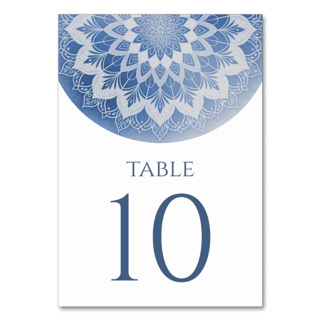 Blaue Spitze Mandala Hochzeit Tischnummer (Vorderseite)