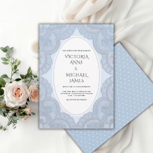 Blaue Spitze Whimsical Vintage Hochzeit Einladung