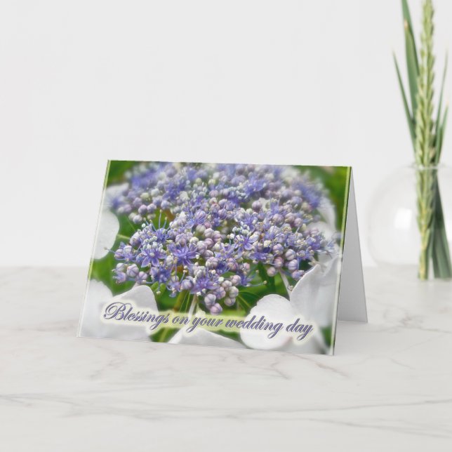 Blaue Spitzehydrangea-Hochzeits-Segen-Karte Karte (Vorderseite)
