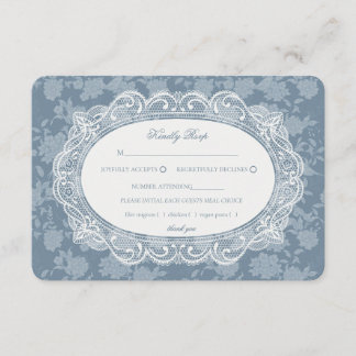 Blaue Spitzen-Doily Hochzeit RSVP im Vintage-Blume Begleitkarte