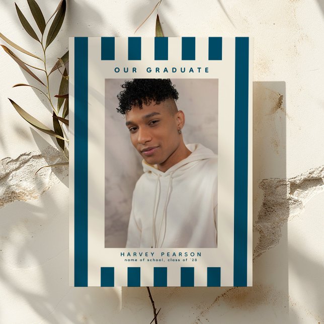 Blaue Sportliche Streifen 2 Foto Abitur Ankündigung (Von Creator hochgeladen)