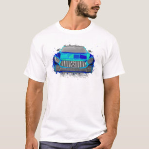 Blaue Sportwagen-Illustration im Aquarell-Stil T-Shirt