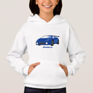 Blaue Sportwagen mit Airfolienillustrierung Hoodie