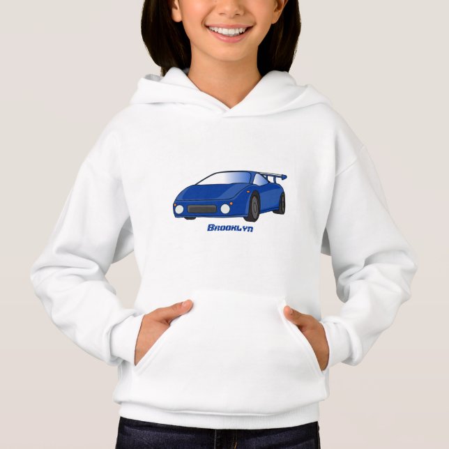 Blaue Sportwagen mit Airfolienillustrierung Hoodie (Vorderseite)