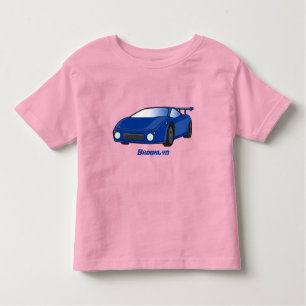 Blaue Sportwagen mit Airfolienillustrierung Kleinkind T-shirt