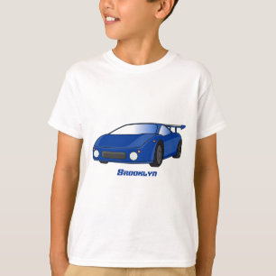 Blaue Sportwagen mit Airfolienillustrierung T-Shirt