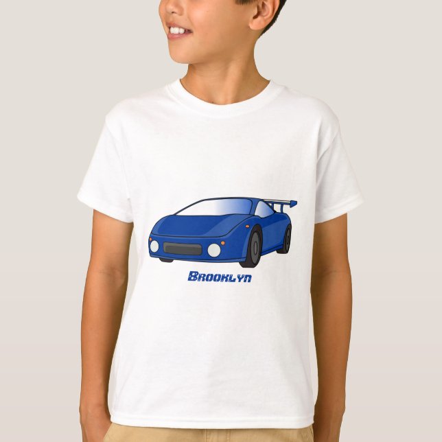 Blaue Sportwagen mit Airfolienillustrierung T-Shirt (Vorderseite)