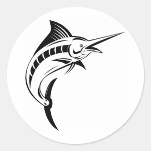 Blaue Springbrunnen abgeschieden auf Weiß Runder Aufkleber