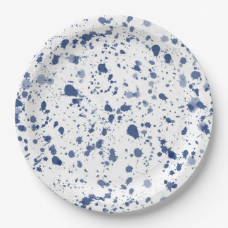 Blaue Spritzer-Farbe Pappteller