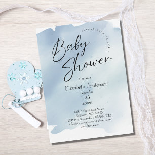 Blaue Spritzwäsche-Aquarell-Baby-boy-Babyshower Einladung