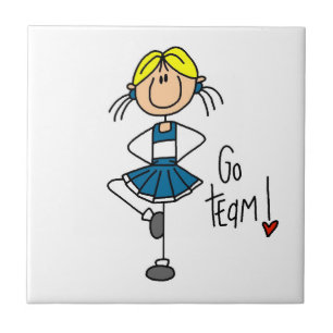 Blaue Stäbchen-Figur Cheerleader T-Shirts und Gesc Fliese