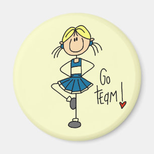 Blaue Stäbchen-Figur Cheerleader T-Shirts und Gesc Magnet
